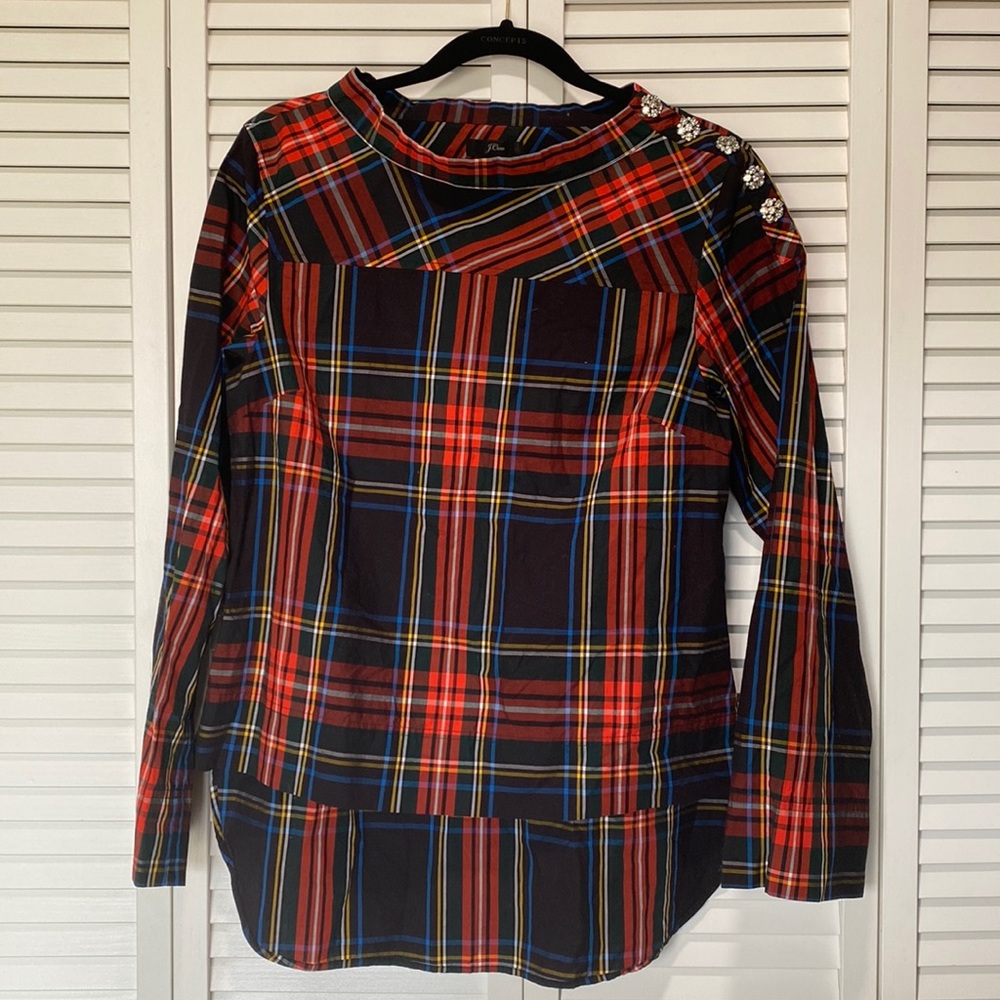 J. Crew holiday plaid blouse